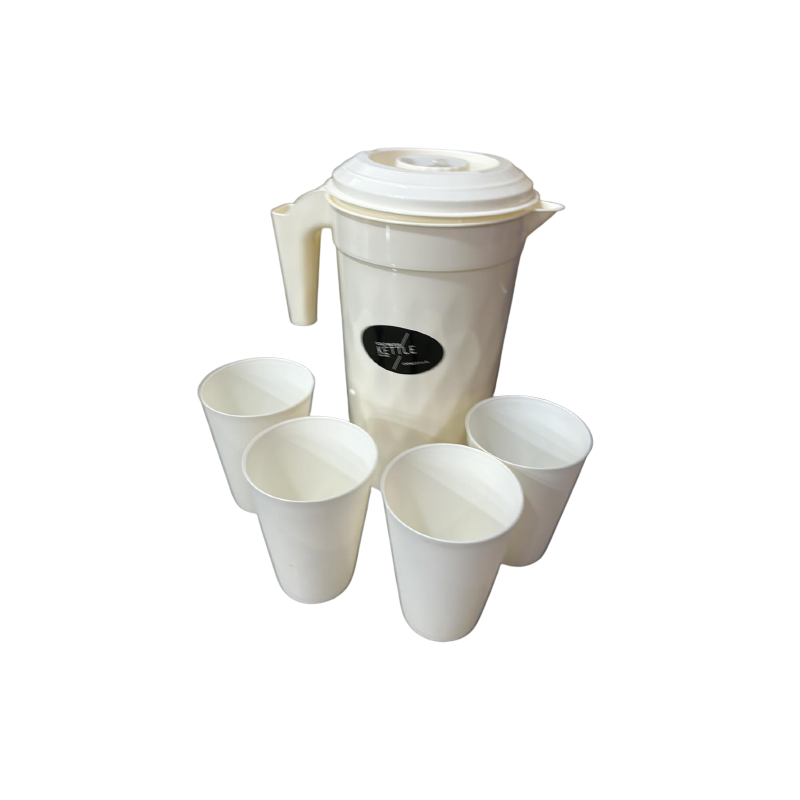 شاف عصير بلاستيك مع غطاء واربع كاسات