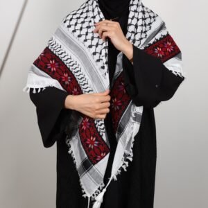 شال كوفية عريضة مع تطريز على الكامل نجمة كنعان