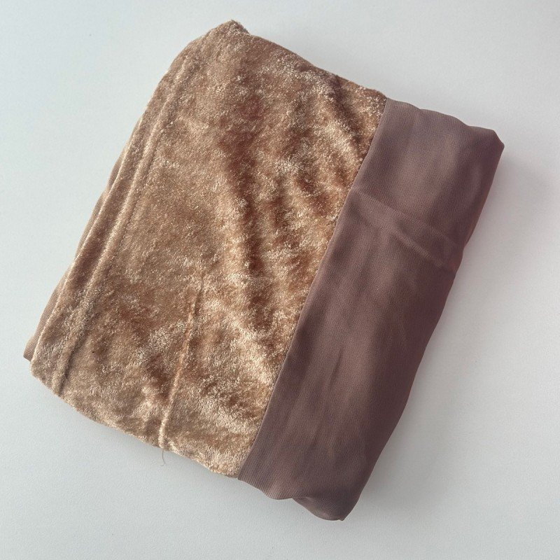 شال نسائي دانتيل وقماش مقاس 185×68 سم لون بني