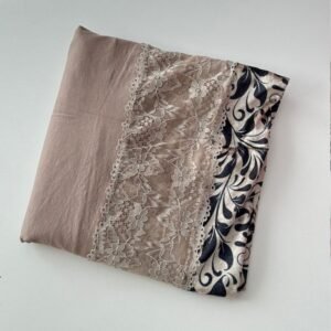 شال نسائي دانتيل وقماش مقاس 185×68 سم لون نهدي