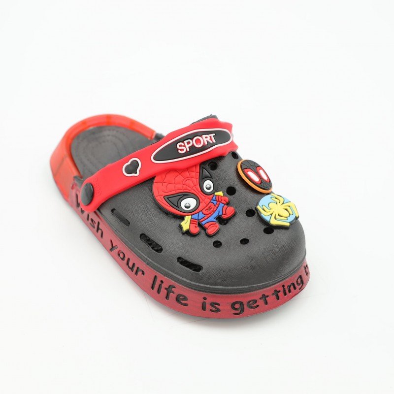 شبشب بتصميم سبايدر كيدز مضيء للأطفال لون أسود وأحمر