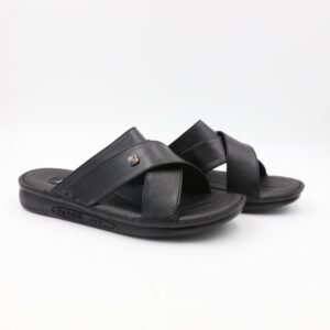 شبشب جلد طبيعي طبي من SABATO للرجال لون أسود