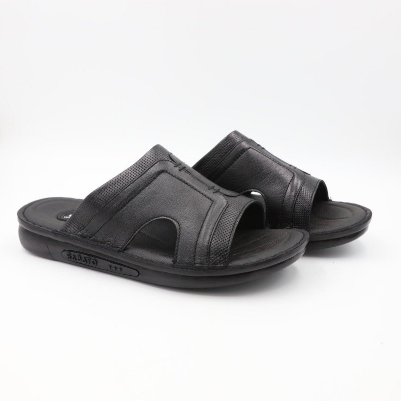 شبشب جلد طبيعي طبي من SABATO للرجال لون أسود