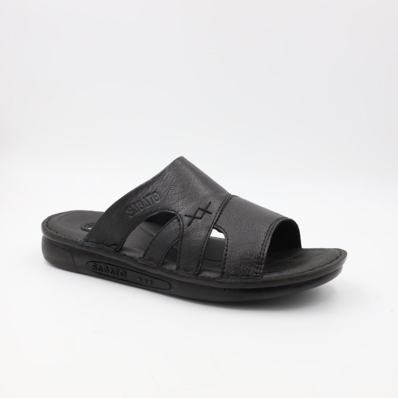 شبشب جلد طبيعي من SABATO للرجال لون أسود