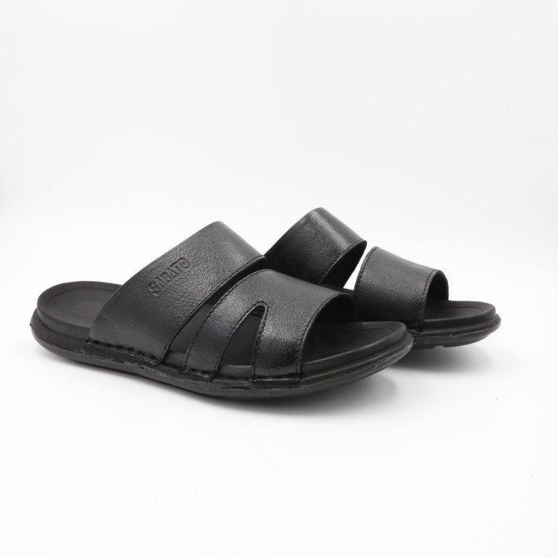 شبشب جلد طبيعي من SABATO للرجال لون أسود