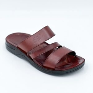 شبشب جلد طبيعي من  للرجال لون عسلي ونعل أسود