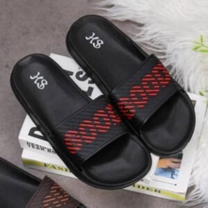 شبشب رجالي لون أسود مخطط أحمر