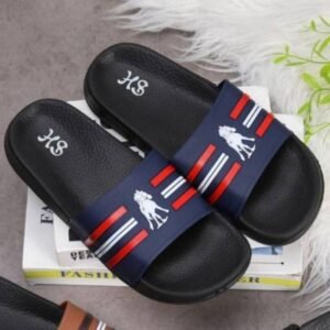 شبشب رجالي لون كحلي مخطط أبيض وأحمر