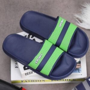 شبشب رجالي لون كحلي مخطط أخضر