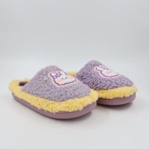 شبشب شتوي فرو للنساء لون بنفسجي وأصفر