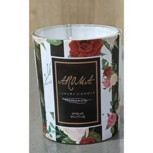 شمع بعلبة زجاج .. رسمة فراشات /ورد /فلامنجو