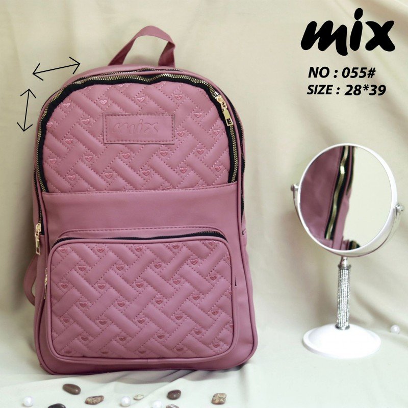 شنطة ظهر جلد للنساء لون زهري