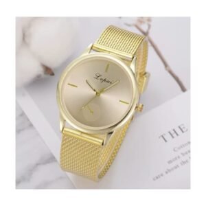 ساعة يد كوارتز أنيقة للصبايا- لون ذهبي - حزام من السيليكون المتين