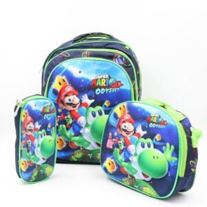 شنطة مدرسية 16 انش 3 قطع مع عرباية جر للشناتي