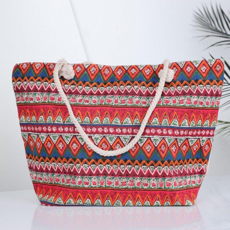 شنطة يد قماش للرحلات بتصميم فلسطيني بألوان متعددة