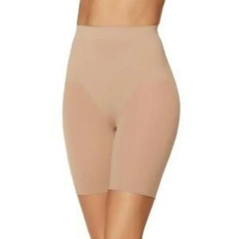 شورت ضيق عالي الخصر للياقة البدنية للنساء لون بني - Slip Shorts