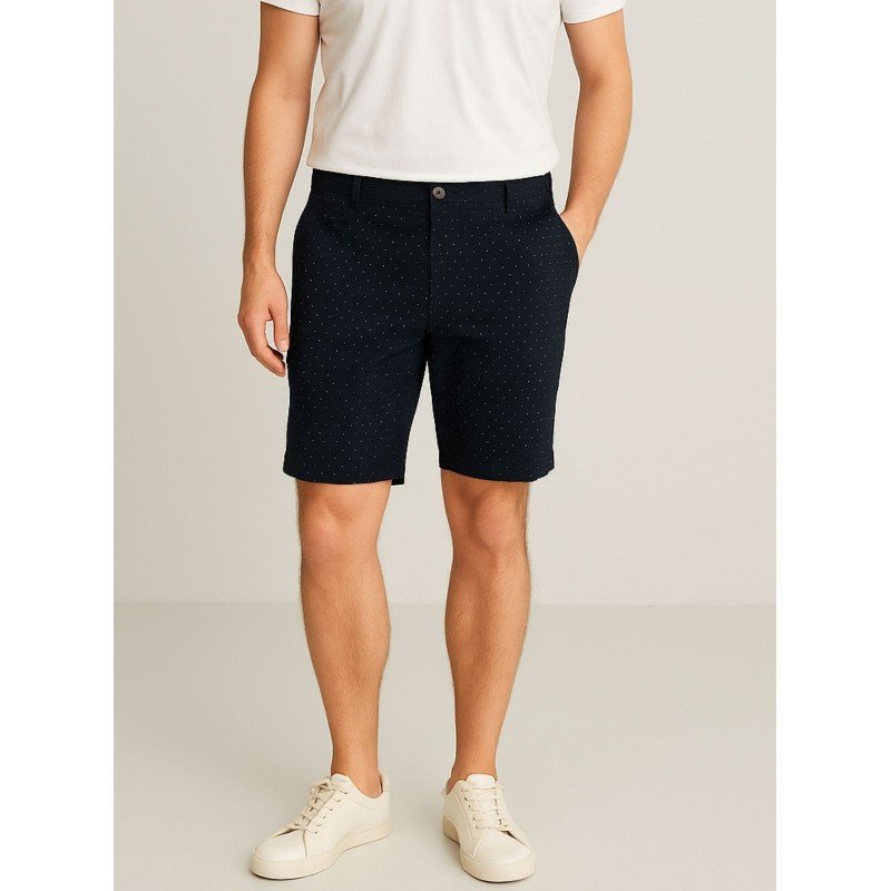 شورت للرجال لون كحلي منقط أبيض