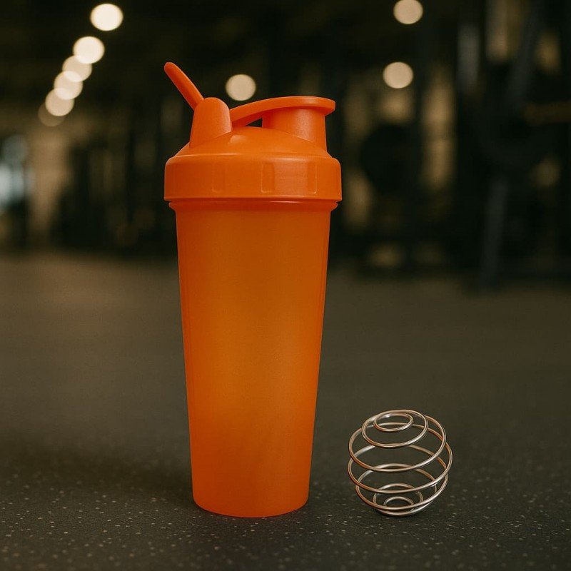 شيكر بروتين بلاستيك PP لون برتقالي حجم 700 مل