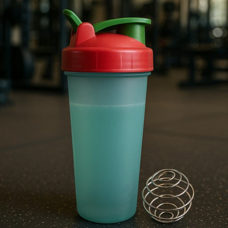 شيكر بروتين بلاستيك PP لون تركواز وبطيخي حجم 700 مل