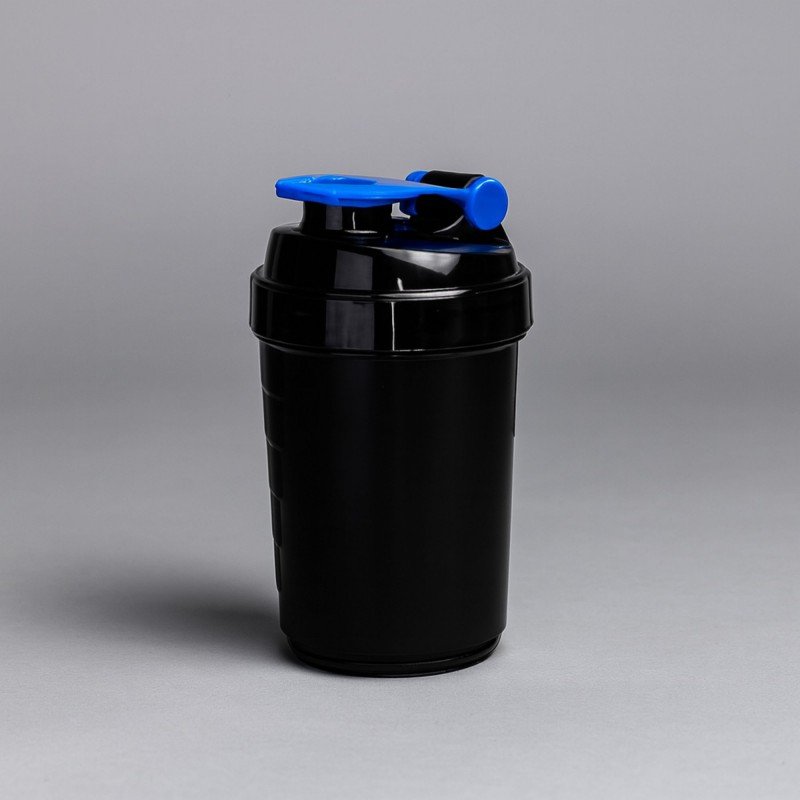 شيكر بروتين ( مطرة ماء مع مكان للبروتين أو الفيتامينات ) ازرق