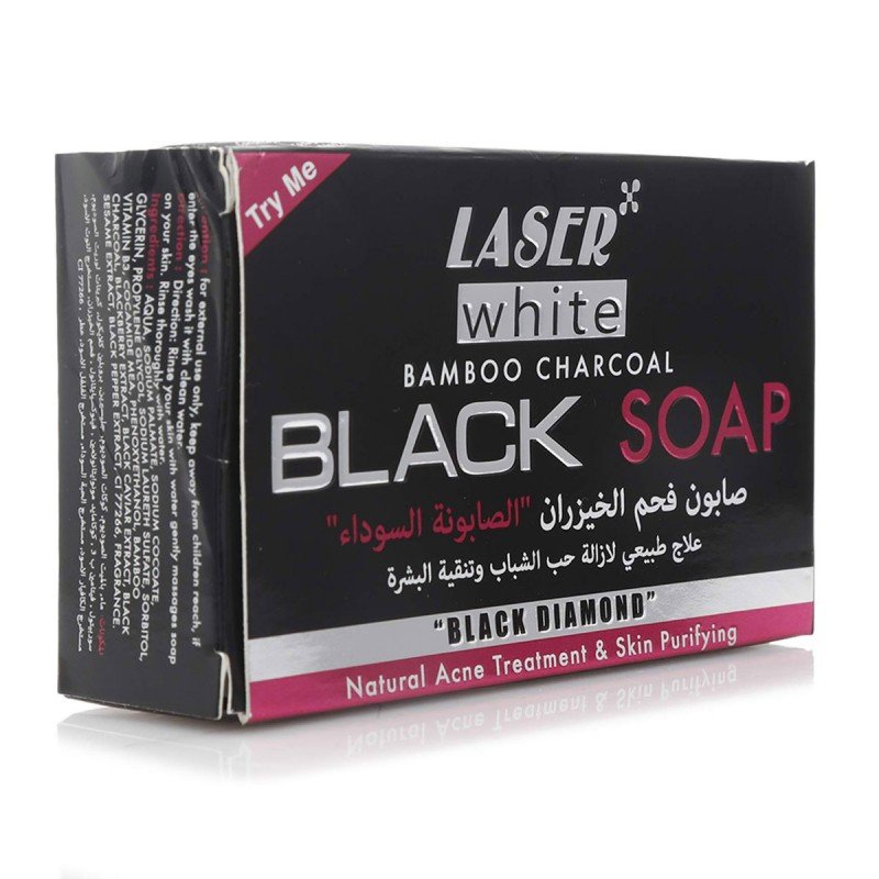 صابون فحم الخيزران (الصابونة السوداء) حجم 100 مل - Black Soap by Laser White