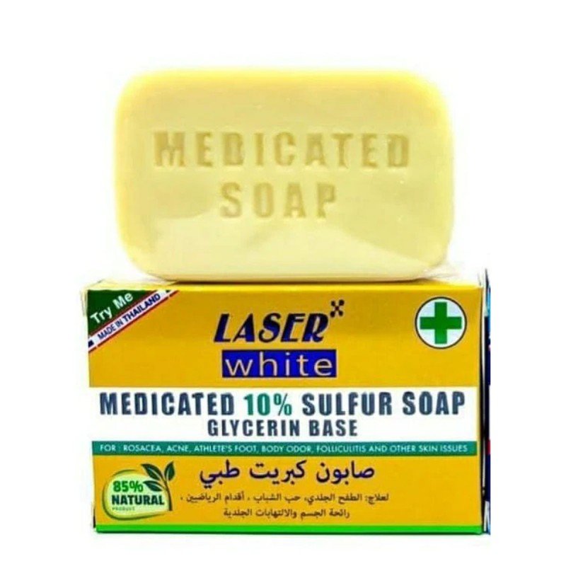 صابون كبريت طبي حجم 100 مل - Medicated 10% Sulfur Soap by Laser White