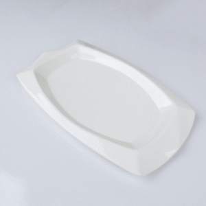 صحن بورسلان بتصميم شبه مستطيل حجم 30×18 سم لون أبيض