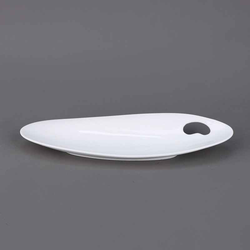 صحن بورسلان بتصميم شبه مستطيل حجم 30×8سم لون أبيض