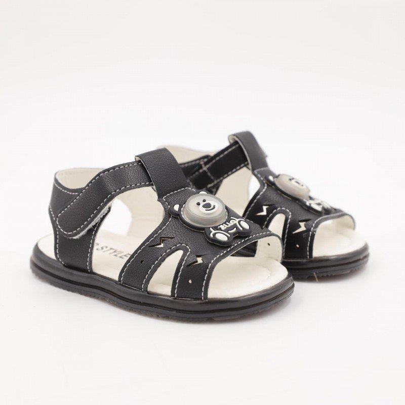 صندل أطفال بتصميم دبدوب لون اسود