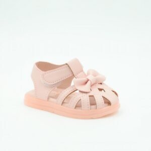 صندل اطفال بناتي بتصميم ببيونه لون زهري