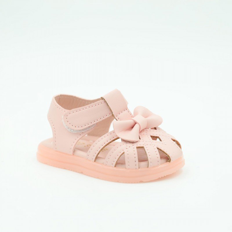 صندل اطفال بناتي بتصميم ببيونه لون زهري