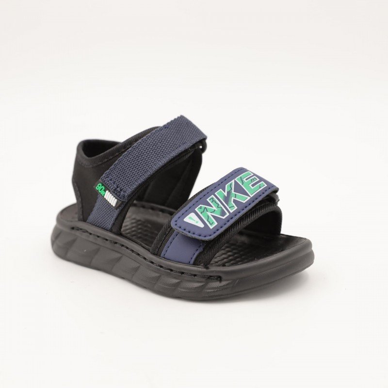 صندل اطفال ولادي مع لاصق لون اسود وكحلي