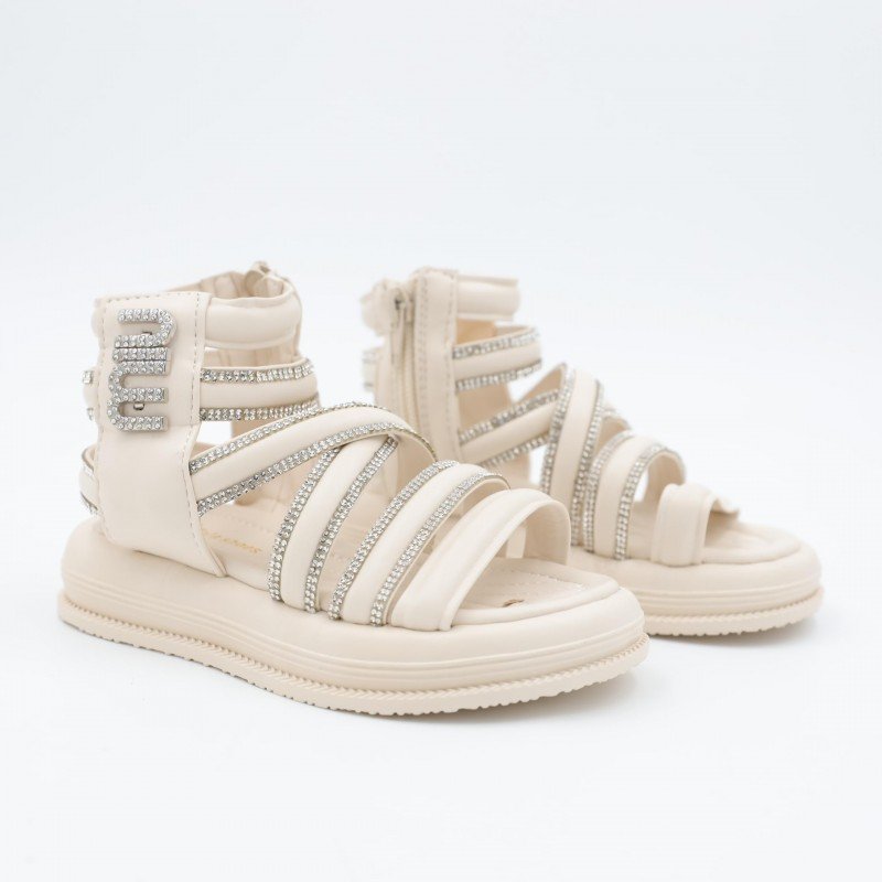 صندل بناتي باحزمه عالي لون بيج