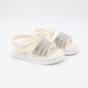 صندل بناتي لون ابيض مع سترس فضي