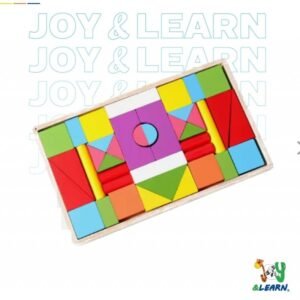 مجموعة مكعبات خشبية ملوّنة كبيرة الحجم مخصصة للأطفال لتعلّم الأشكال الهندسية وبناء التصاميم الإبداعية