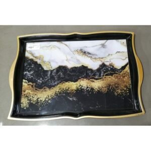 صينية بلاستيك وزجاج ماربل ذهبي