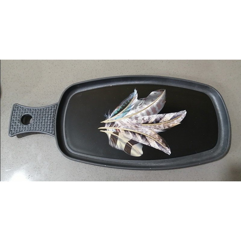 صينية بيد بلاستيك تركي (ريش طاووس)