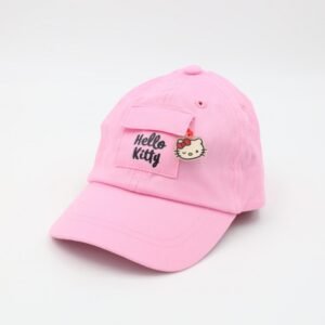 طاقية أطفال واقية من الشمس برسمة هيلو كيتي لون زهري