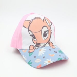 طاقية بناتي واقية من الشمس برسمة غزال ديزني لون زهري