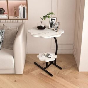 طاولة خشبية ماربل شكل وردة طبقتين 40*40*60 سم