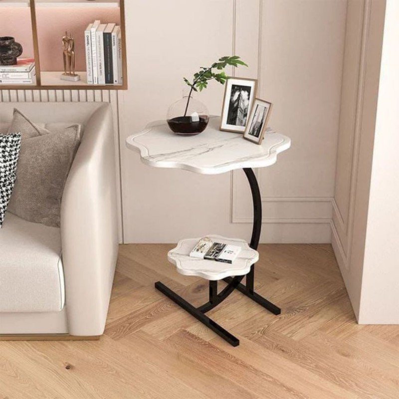 طاولة خشبية ماربل شكل وردة طبقتين 40*40*60 سم