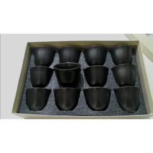 طقم 12 فنجان قهوة سادة لون أسود