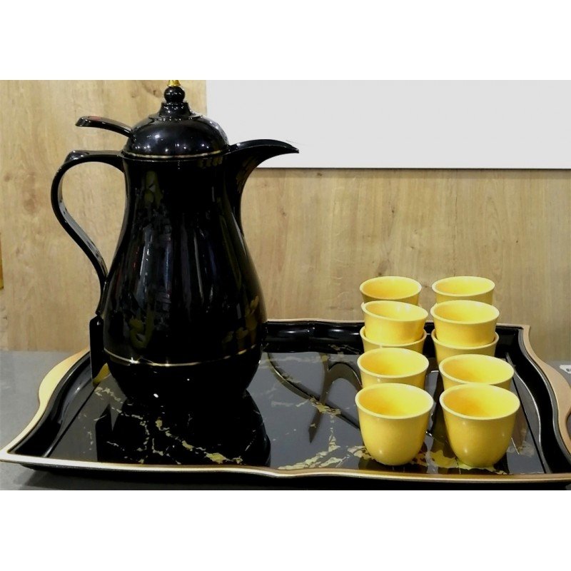 طقم 12 فنجان للقهوة السادة لون أصفر