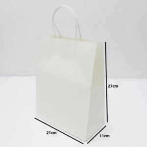 طقم 12 كيس ورق كرافت بيضاء بحجم 22*11*27 سم