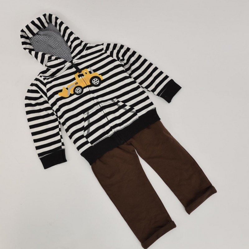 طقم 3 قطع للأطفال لون أبيض وأسود وبني