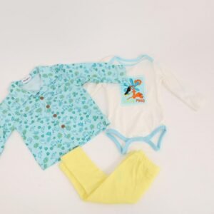 طقم 3 قطع للأطفال لون أزرق فاتح و أصفر