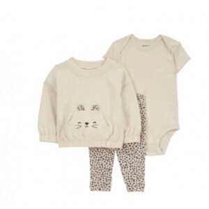 طقم 3 قطع للأطفال لون بيج