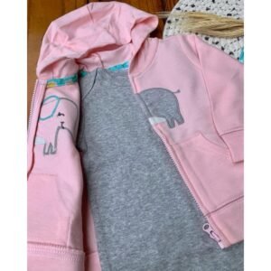 طقم 3 قطع للأطفال لون زهري و أزرق مورد