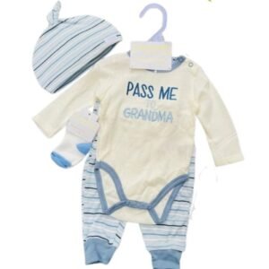 طقم 4 قطع للأطفال لون أزرق و أبيض