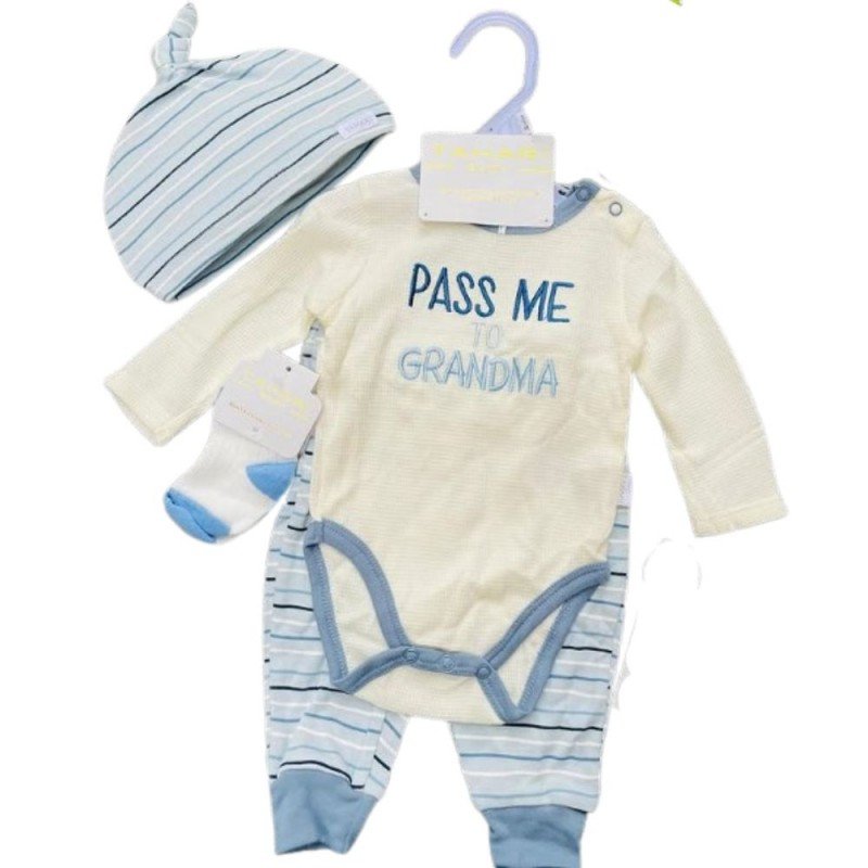 طقم 4 قطع للأطفال لون أزرق و أبيض